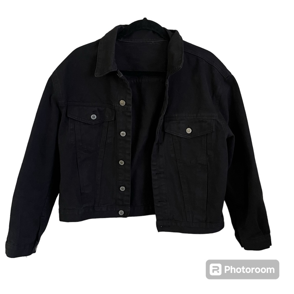 J. Galt black cropped denim jacket, small